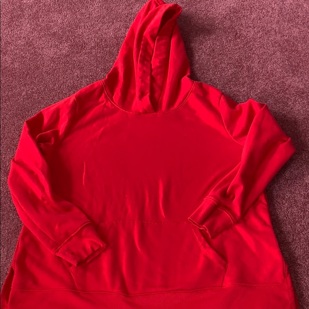A red oversized hoodie
